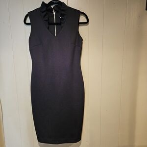 Calvin Klein Black Sleeveless Dress, Women's Size 4, Ruffle Neck, New W/O Tags